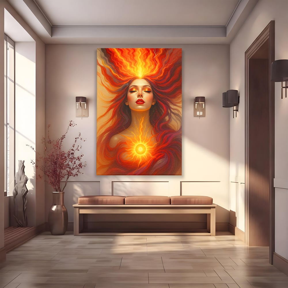 Tablou canvas cu tablou canvas cu zeita focului, fara rama, pe sasiu de lemn
